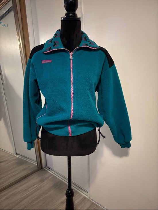 Columbia Sweaters - VTG 90s Columbia Fleece Womens M Teal Aztec Colorblock Retro Ski Gorpcore Tribal